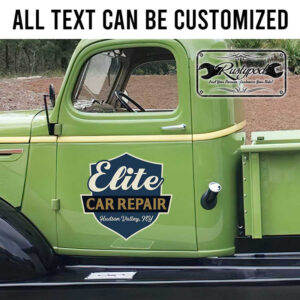 personalized garage lettering decal hot rod decal kustom kulture company door sign sticker 13773