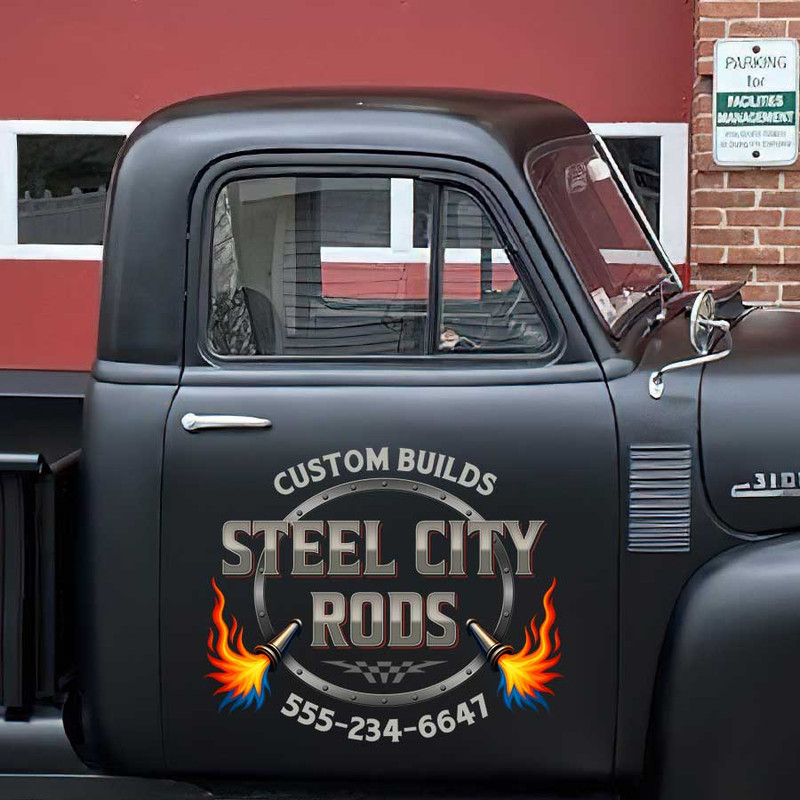 personalized custom builds hot rod garage lettering decal speed shop sign decal rat rod door art sticker 13780 - Image 3