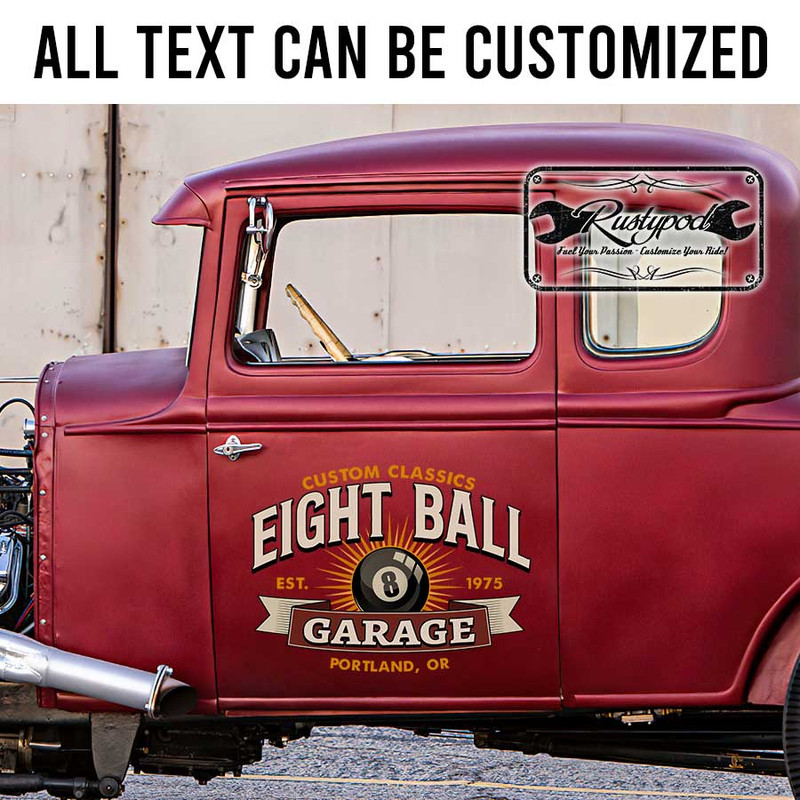 personalized eight ball logo lettering decal garage sign decal custom classic garage lettering sticker 13781 - Image 2