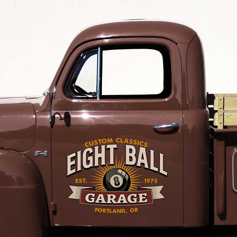personalized eight ball logo lettering decal garage sign decal custom classic garage lettering sticker 13781 - Image 3