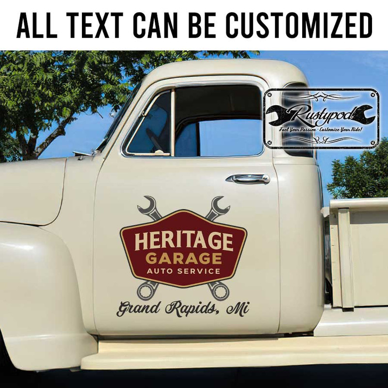personalized auto service garage lettering decal repair service sign decal shop truck door art sticker 13782 - Image 2