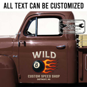 personalized eight ball custom speed shop sign decal hot rod garage sign shop truck door art car lettering sticker 13783