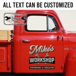 personalized performance garage and fabrication lettering decal wrench lettering sticker 13785