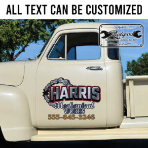 personalized mechanical works lettering decal car lettering decal company door sign sticker 13789