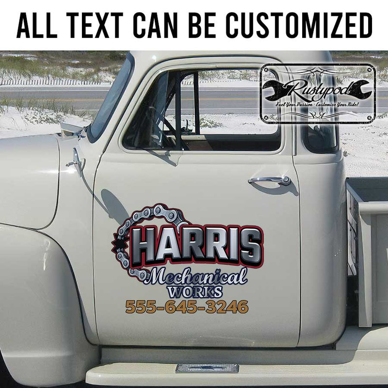 personalized mechanical works lettering decal car lettering decal company door sign sticker 13789 - Image 2