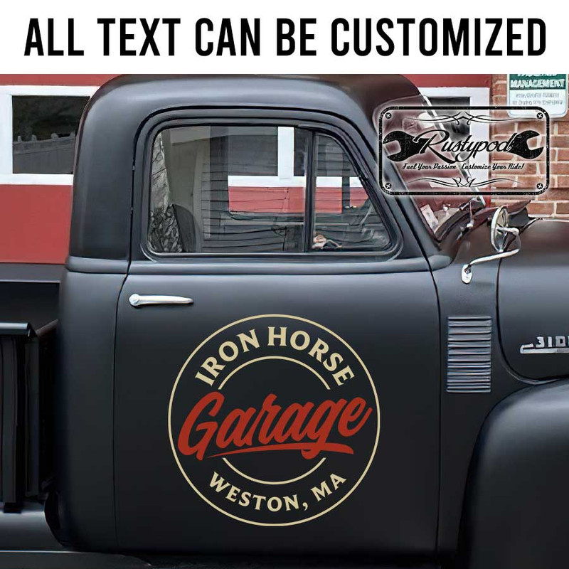 personalized repair service lettering decal hot rod lettering decal garage lettering decal rat rod door art sticker 13792
