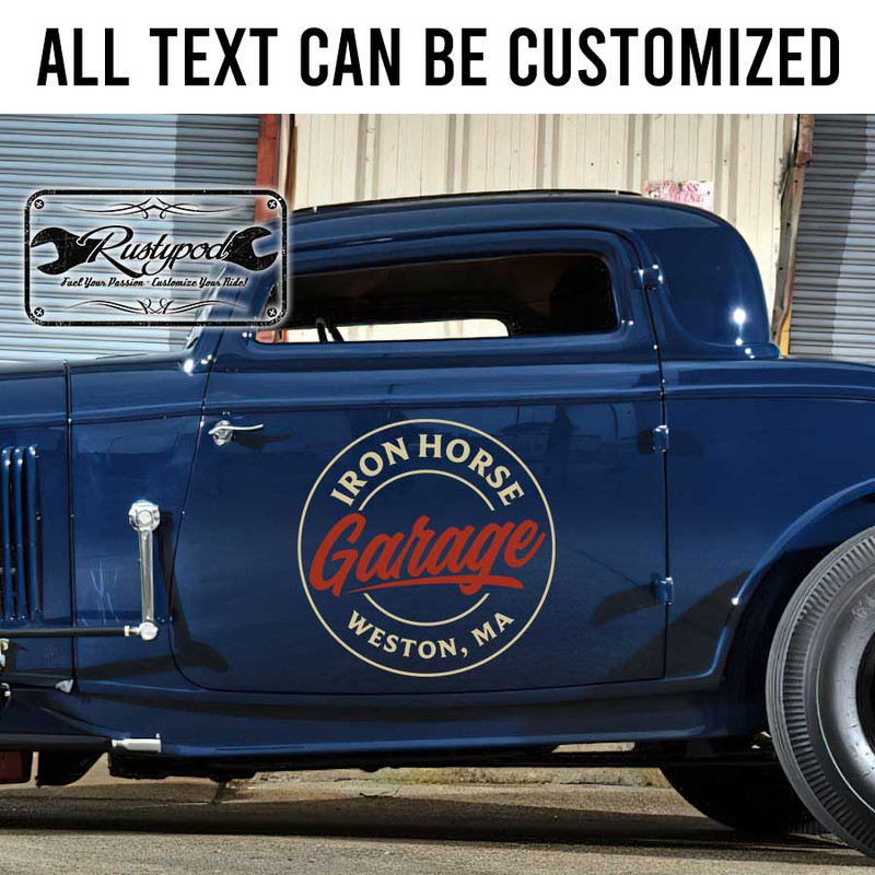 personalized repair service lettering decal hot rod lettering decal garage lettering decal rat rod door art sticker 13792 - Image 2