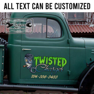 personalized twisted charger lettering piston logo lettering decal muscle car lettering decal hot rod sticker 13796