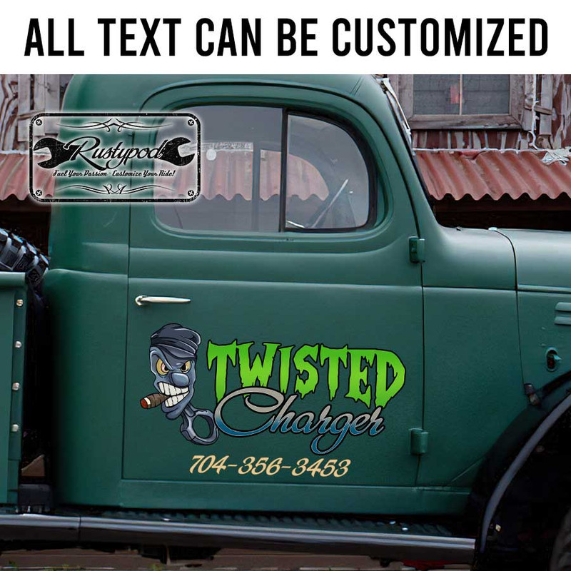 personalized twisted charger lettering piston logo lettering decal muscle car lettering decal hot rod sticker 13796