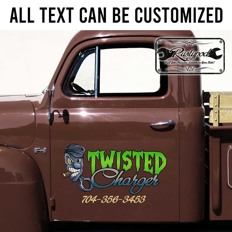 personalized twisted charger lettering piston logo lettering decal muscle car lettering decal hot rod sticker 13796 - Image 2