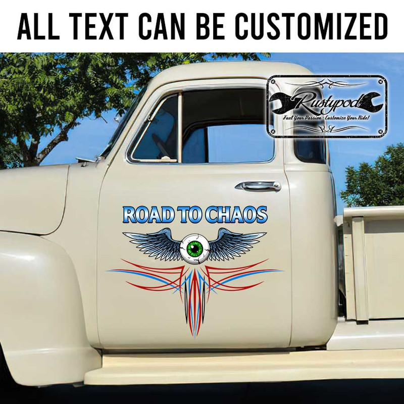 personalized flying eyeball lettering decal pinstriping art decal sign writing decal hot rod lettering sticker 13800 - Image 2