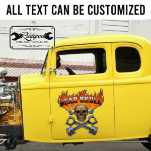 personalized gear skull lettering decal skull and exhaust logo lettering hot rod lettering decal car turning garage lettering sticker 13802