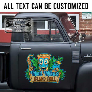 personalized tiki bar lettering sticker hot rod decal car lettering decal rat rod door art sticker 13803