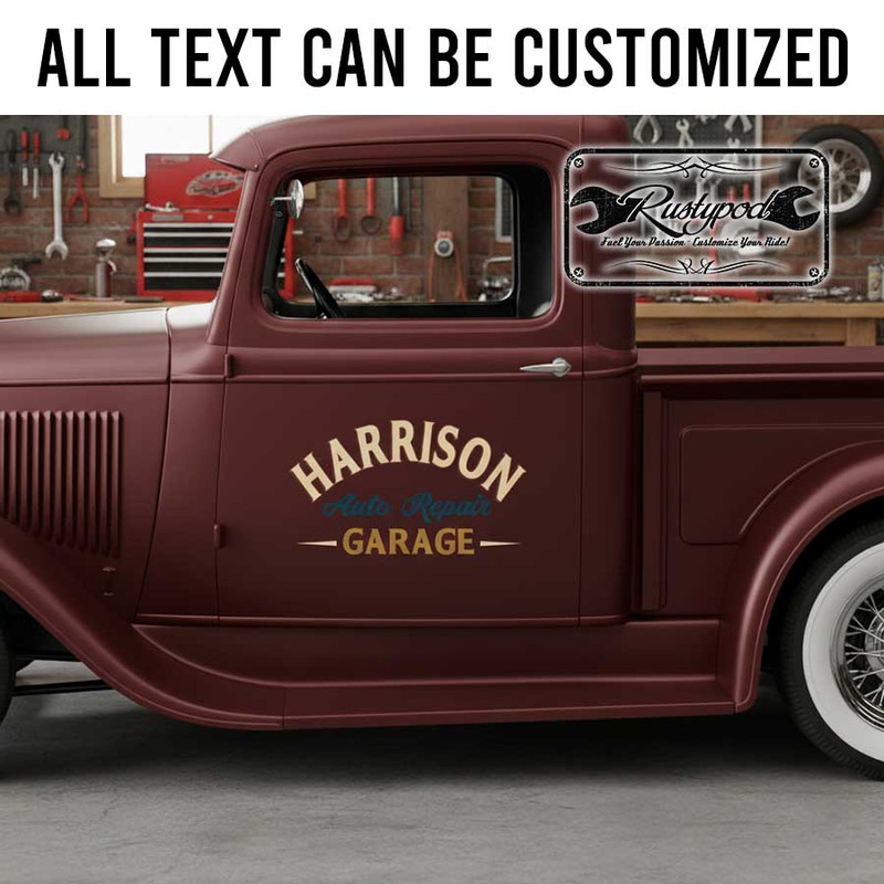 personalized auto repair garage lettering decal shop truck lettering decal car lettering decal kustom kulture sticker 13810 - Image 2