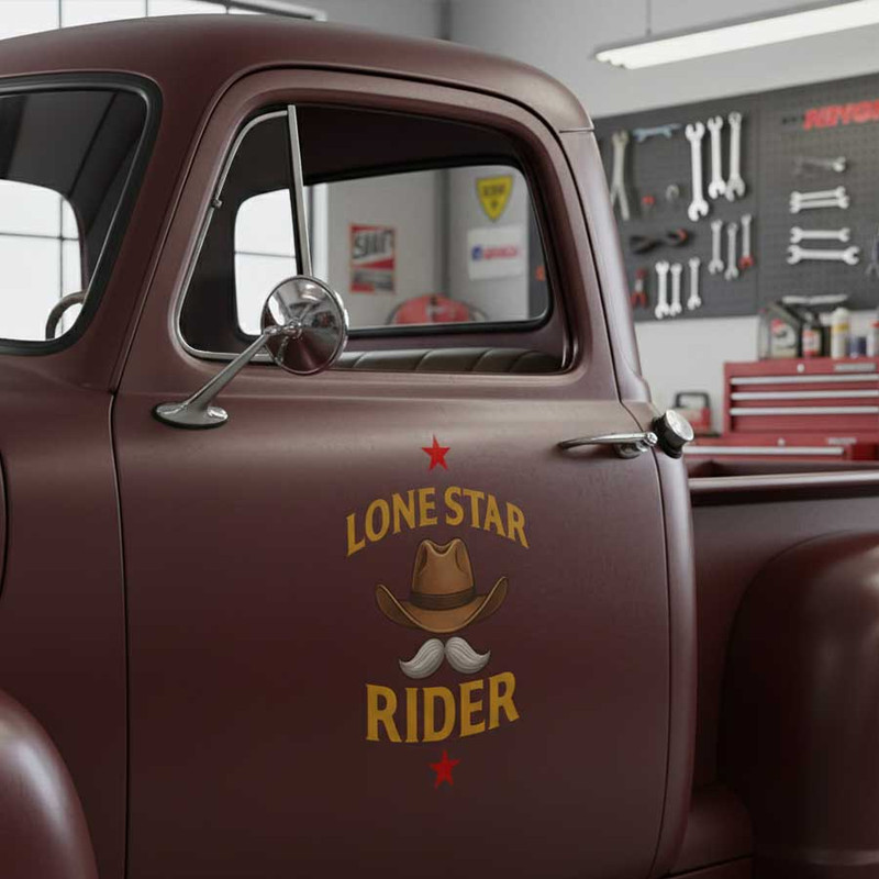 personalized lone star rider car lettering hot rod door sign decal kustom kulture sheriff star sticker 13813 - Image 3