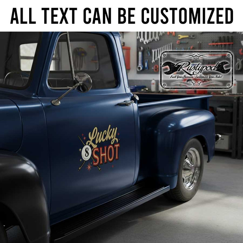 personalized eight ball hot rod lettering decal rat rod door art kustom kulture sticker 13814 - Image 2