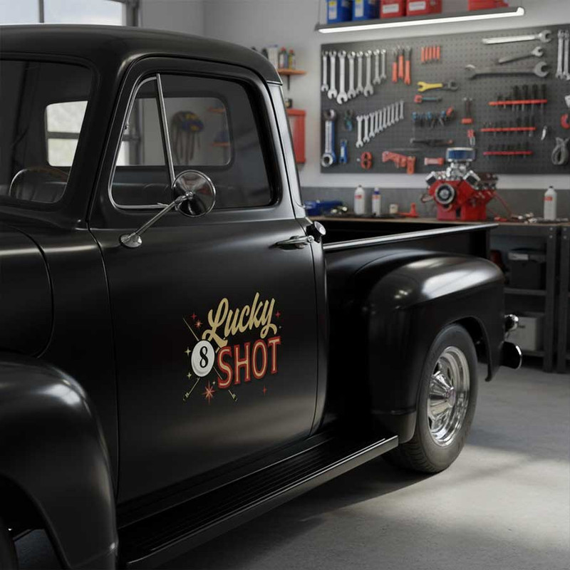 personalized eight ball hot rod lettering decal rat rod door art kustom kulture sticker 13814 - Image 3