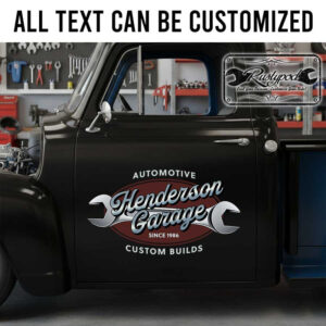 personalized hot rod garage lettering decal wrench logo lettering decal kustom kulture sticker 13817