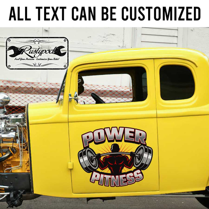 personalized gym club lettering sign car door sign kustom kulture vehicle lettering sticker 13818