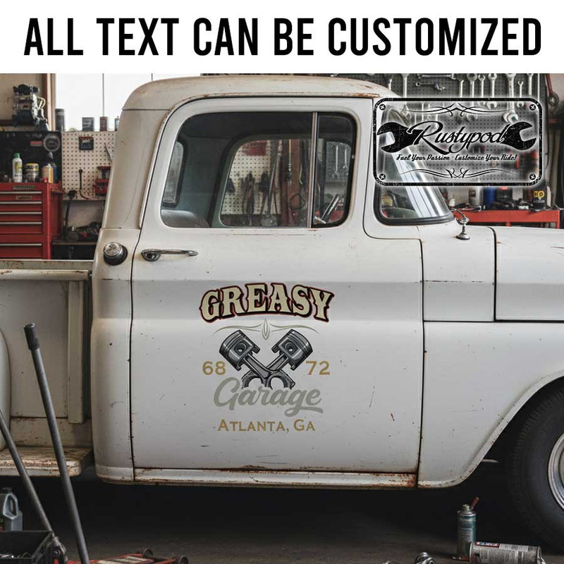 personalized pinstriping art decal crossing piston lettering decal hot rod garage lettering decal kustom kulture sticker 13821