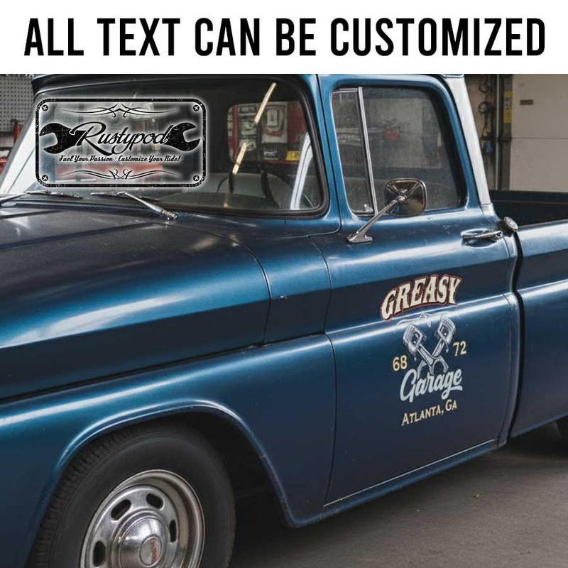 personalized pinstriping art decal crossing piston lettering decal hot rod garage lettering decal kustom kulture sticker 13821 - Image 2