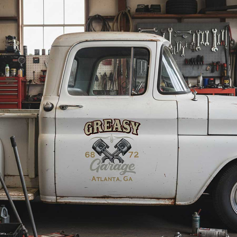 personalized pinstriping art decal crossing piston lettering decal hot rod garage lettering decal kustom kulture sticker 13821 - Image 3