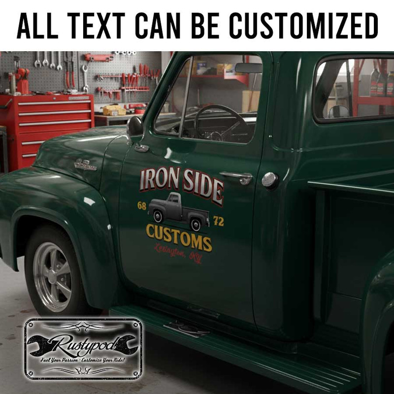 personalized customs garage lettering decal hot rod decal car lettering decal sign writing sticker 13822