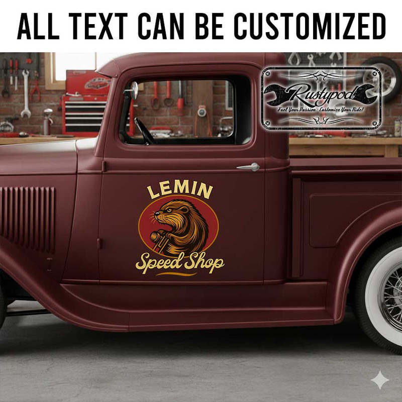 personalized speed shop sign decal hot rod decal rat rod door sign decal kustom kulture sticker 13823
