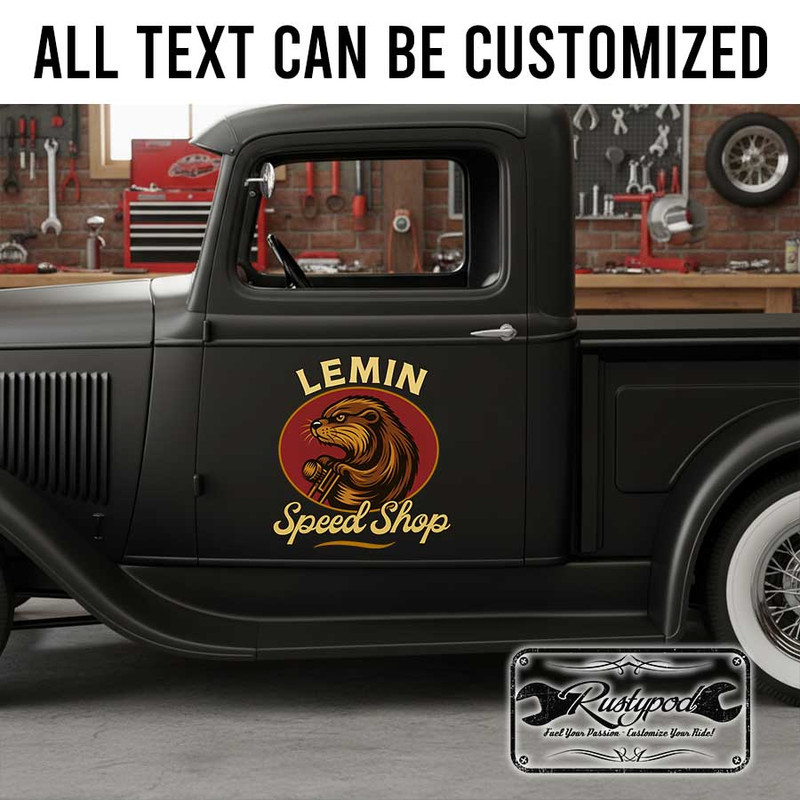 personalized speed shop sign decal hot rod decal rat rod door sign decal kustom kulture sticker 13823 - Image 2