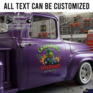 personalized speed shop sign decal rat fink decal gear head decal hot rod sticker 13825