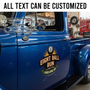 personalized eight ball lettering decal hot rod decal rat rod door sign sticker 13826