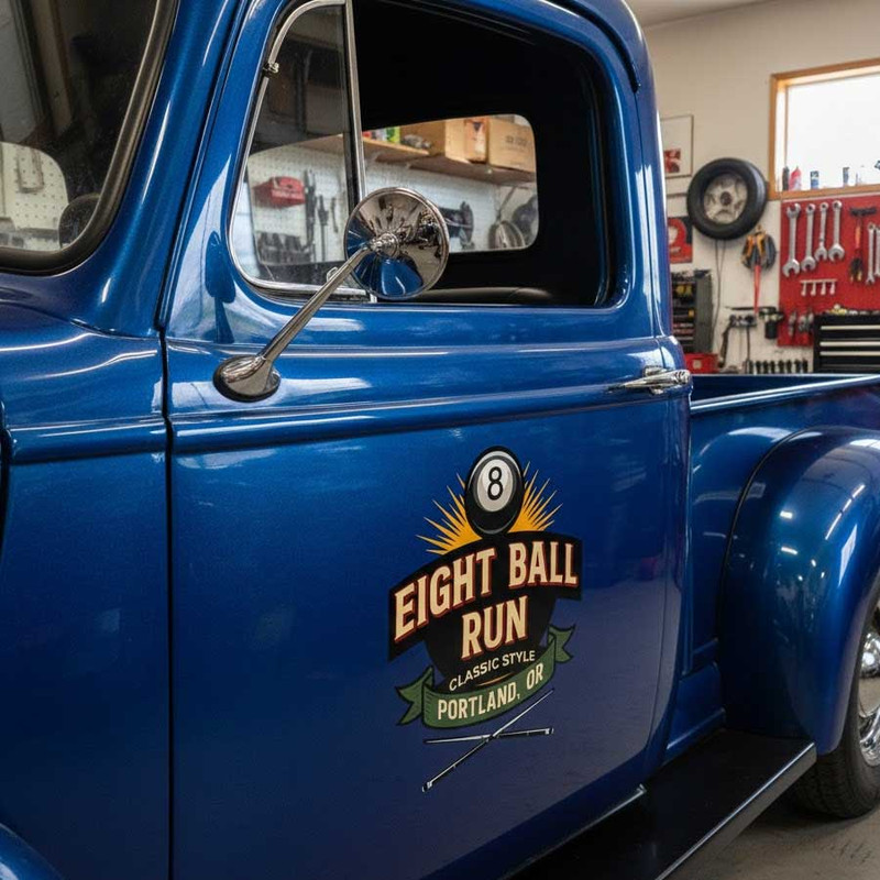 personalized eight ball lettering decal hot rod decal rat rod door sign sticker 13826 - Image 3