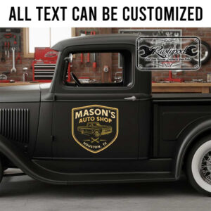 personalized auto shop decal garage sign lettering decal vehicle graphics hot rod sticker 13830