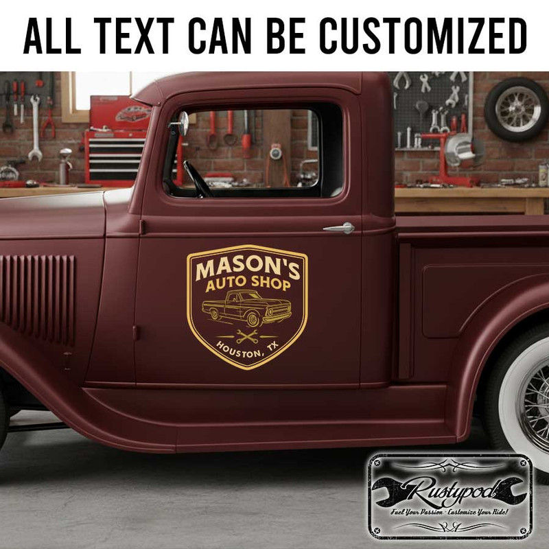 personalized auto shop decal garage sign lettering decal vehicle graphics hot rod sticker 13830 - Image 2