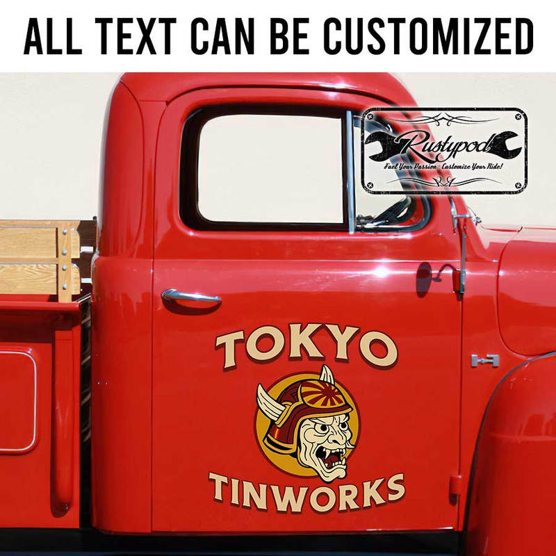 personalized japanese garage lettering decal hot rod decal rat rod door sign kustom kulture sticker 13831 - Image 2
