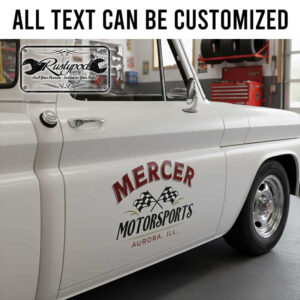 personalized checkered flag lettering decal motorsport garage lettering decal hot rod decal custom garage sticker 13832