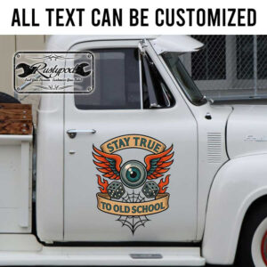 personalized flying eyeball and dice lettering decal hot rod lettering rat rod door art decal kustom kulture art sticker 13836