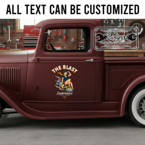 personalized pin up girl pinstriping art lettering decal hot rod decal bomb girl lettering nose art sticker 13838