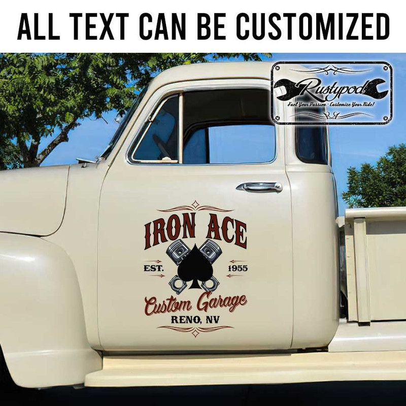 personalized ace crossing piston lettering decal pinstriping art custom garage sign decal hot rod sticker 13840 - Image 2