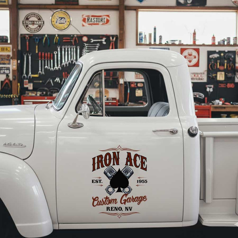 personalized ace crossing piston lettering decal pinstriping art custom garage sign decal hot rod sticker 13840 - Image 3