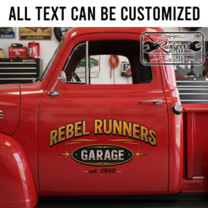 personalized hot rod lettering decal kustom kulture art decal rat rod door art sticker 13844