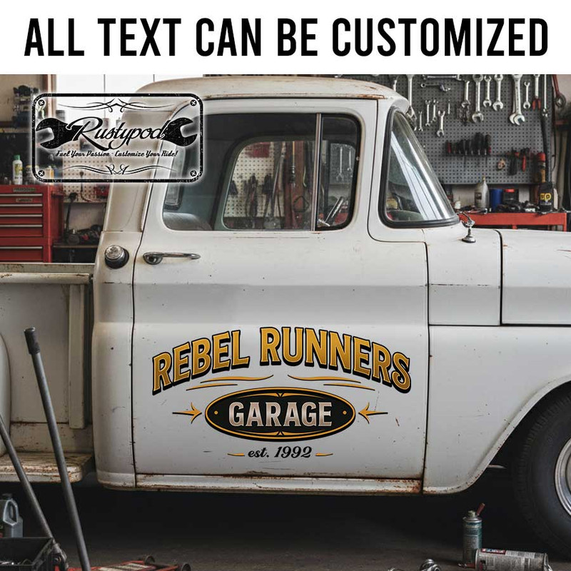 personalized hot rod lettering decal kustom kulture art decal rat rod door art sticker 13844 - Image 2