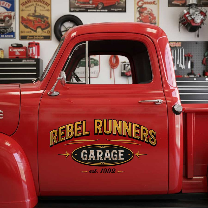 personalized hot rod lettering decal kustom kulture art decal rat rod door art sticker 13844 - Image 3