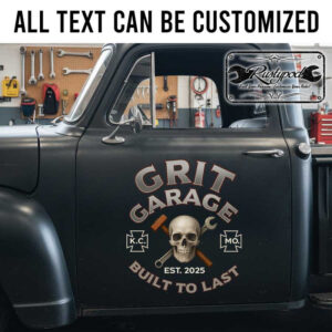 personalized skull hammer and wrench lettering decal hot rod lettering decal iron cross lettering decal sticker 13847