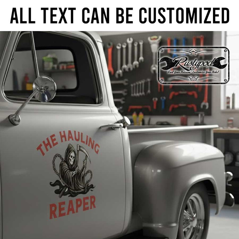 personalized reaper logo lettering decal hot rod lettering decal rat rod door art sticker 13857 - Image 2