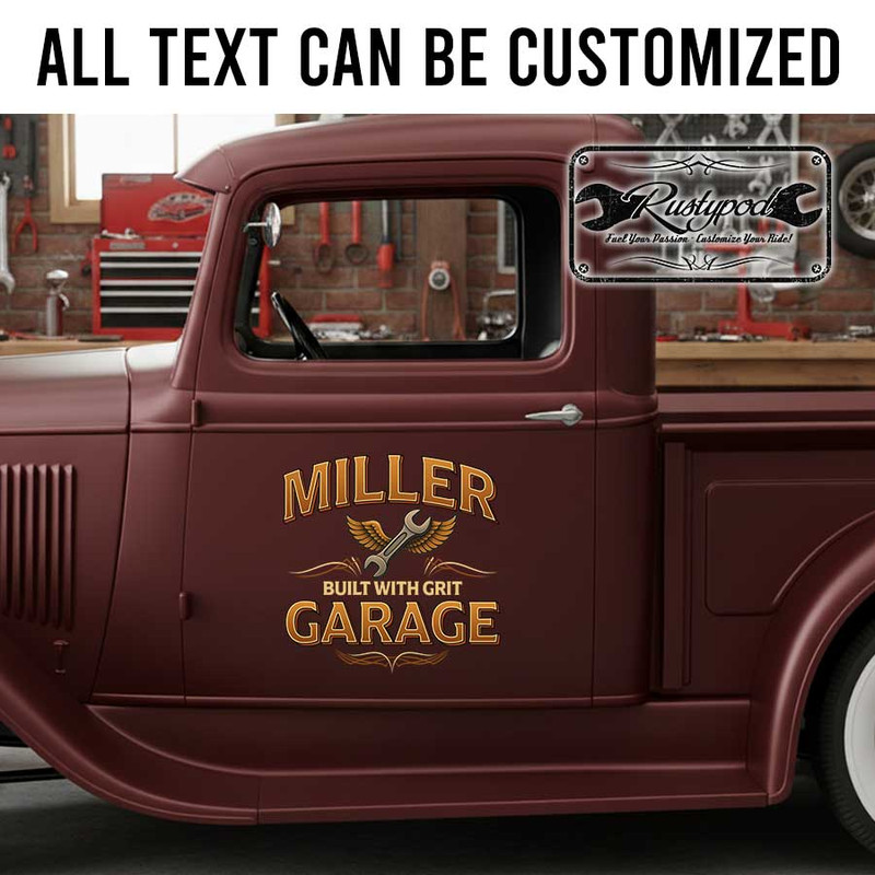 personalized wrench wing lettering decal vehicle lettering decal hot rod decal kustom kulture sticker 13865 - Image 2