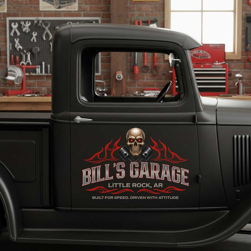 personalized skull and pinstriping art lettering decal hot rod decal speed shop sign lettering garage sign lettering decal sticker 13869 - Image 3