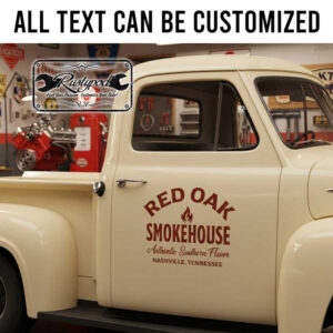 personalized bbq smoke house lettering horseshoe lettering farm house lettering ranch sign sticker 13871