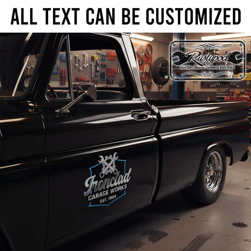 personalized gearhead and wrench lettering decal vintage sign writing decal hot rod lettering repair shop sign sticker 13875 - Image 2