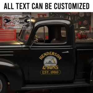 personalized woodworking company sign decal blade logo lettering decal hand craft shop sign sticker 13878